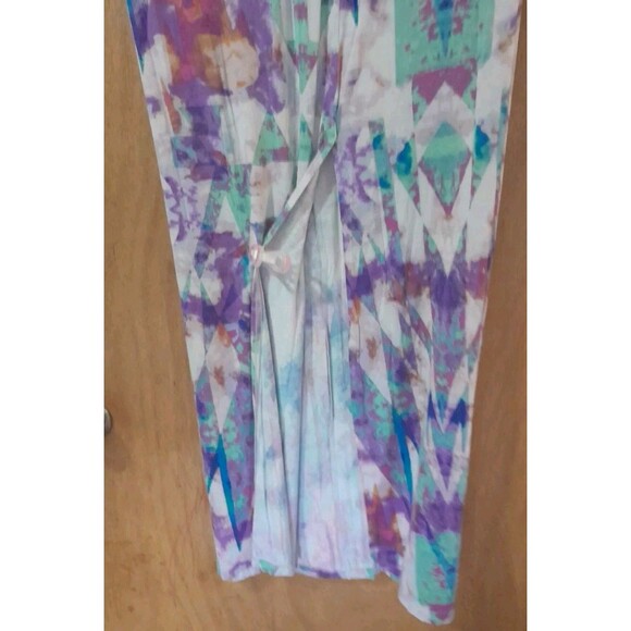 Decree Long Skirt Size Medium/ Multicolored Geometric Slit In Back Super CUTE - Picture 5 of 7